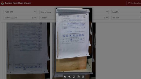 Data Sirekap Sabtu (2/3) pukul 19.27 WIB. TPS 004 Bulakan, Cibeber, Cilegon, Banten, suara PSI tertukar dengan suara tidak sah. Foto: Dok. KPU