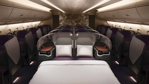 Kabin Bisnis Class A350 Foto: Dok. Singapore Airlines