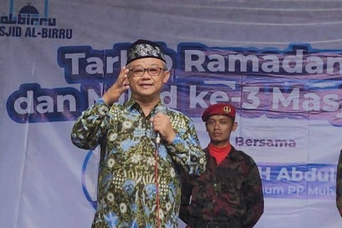 Sekretaris Umum PP Muhammadiyah Prof Dr Abdul Mu'ti saat menyampaikan ceramah dalam acara Tarhib Ramadan. Foto: Arifin Asydhad/kumparan