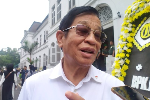 Ketua Persatuan Purnawirawan dan Warakawuri TNI dan Polri (Pepabri), Letjen (Purn) Agum Gumelar, di Kodam III/Siliwangi pada Selasa (5/3/2024). Foto: Rachmadi Rasyad/kumparan