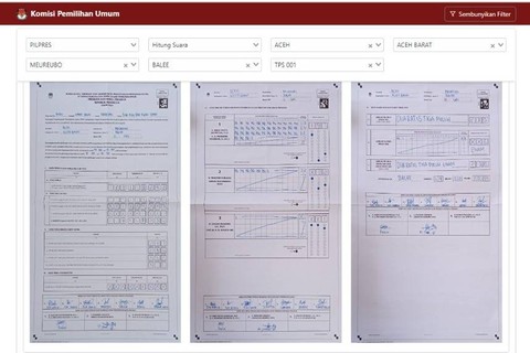 Tampilan Sirekap KPU pada Rabu (6/3). Foto: Dok. kpu