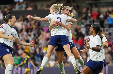 Timnas Wanita Amerika Serikat menang 3-0 atas Kolombia di perempat final Piala Emas Wanita 2024.  Foto: X/USWNT