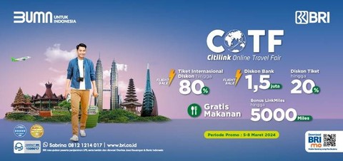 BRI dan Citilink Kembali Tawarkan Promo Tiket Mudik Lebaran Melalui Online Travel Fair. Dok. BRI.