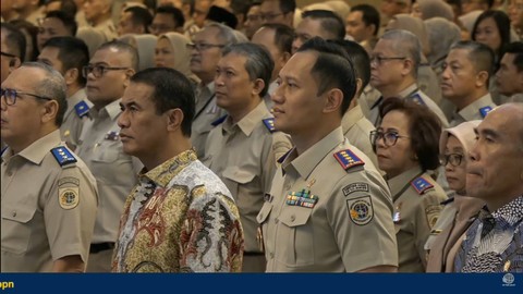 Menteri ATR/BPN Agus Harimurti Yudhoyono (AHY) menghadiri Rapat Kerja Nasional Kementerian ATR/BPN 2024.  Foto: Youtube/Kementerian ATR BPN