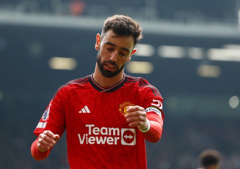 Pemain Manchester United (MU), Bruno Fernandes. Foto: REUTERS/Molly Darlington