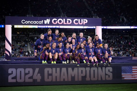 Timnas Wanita Amerika Serikat menjadi juara CONCACAF Women's Gold Cup 2024 di Stadion Snapdragon, San Diego, California, Amerika Serikat, Minggu (10/3/2024).   Foto: USA TODAY Sports/via REUTERS