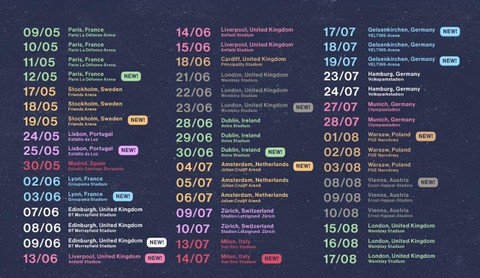Jadwal The Eras Tour di Eropa tahun 2024. Gambar: taylorswift.com