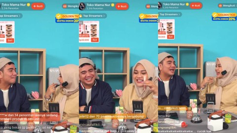 Program Shopee Live akun Toko Mama Nur bareng Aurel Hermansyah dan Iman Hakiki. Foto: Istimewa