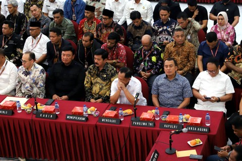 Sejumlah tamu undangan hadir dalam agenda pembacaan surat keputusan hasil Pemilu 2024 di Gedung KPU RI, Jakarta, Rabu, (20/3/2024). Foto: Iqbal Firdaus/kumparan
