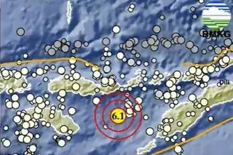 Gempa menggucang Ende, NTT, Minggu (24/3/2024). Foto: Twitter/@infoBMKG