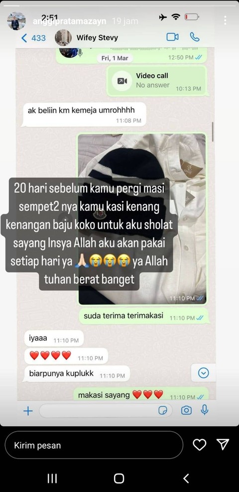 Anggi Pratama kenang pemberian dari Stevie Agnecya. Foto: Instagram @anggipratamazayn