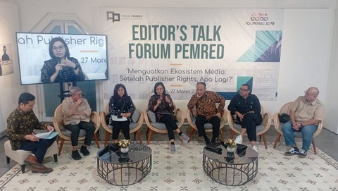 Suasana diskusi Editor's Talk Forum Pemred di Gedung Antara, Jakarta Pusat, Rabu (27/3).  Foto: Fadlan Nuril Fahmi/kumparan