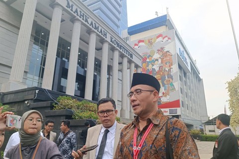 Hasyim Asy'ari di Mahkamah Konstitusi (MK), Senin (1/4). Foto: Hedi/kumparan