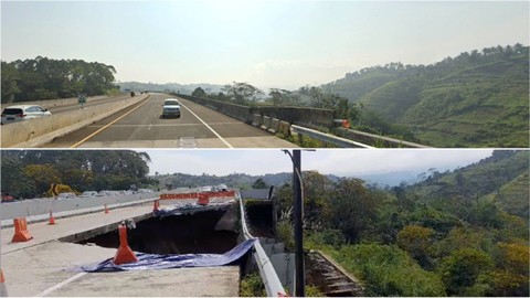 Before-after Tol Bocimi KM 64 +600 amblas, Kamis (4/4/2024) Foto: Dok google maps / Kumparan