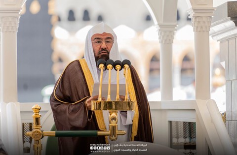 Khotbah Jumat di Masjidil Haram disampaikan Syeikh Abdul Rahman Al-Sudais pada 26 Ramadan 1445 H/5 April 2024. Foto: Dok. gph.gov.sa