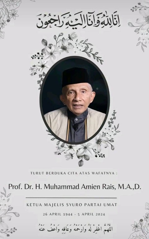 Hoax Amien Rais meninggal dunia beredar di media sosal dan WA. Foto: Dok. Istimewa
