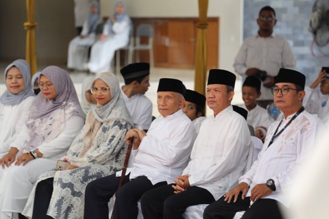 Amien Rais mengisi tausiah di acara Tanshibul Qur'an BMD Jogjakarta Sekolah Islam International School di Jogja, Jumat (5/4/2024). Foto: Dok. Istimewa