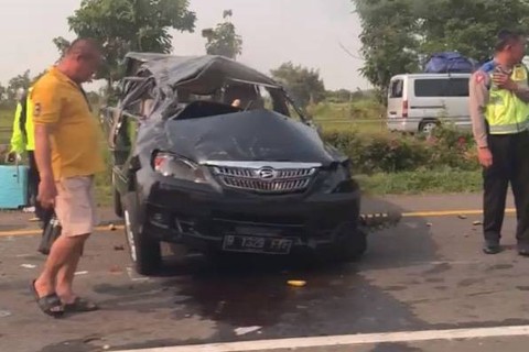 Kecelakaan di KM 167 Tol Cikopo-Palimanan (Cipali), Senin (8/4/2024). Foto: kumparan