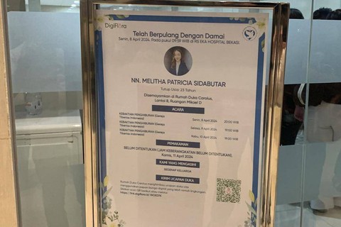 Penyanyi Melitha Patricia Sidabutar (23) meninggal dunia pukul 09.59 WIB di RS Eka Hospitas Bekasi, Jawa Barat, Senin (8/4/2024) Foto: Vincentius Mario/kumparan