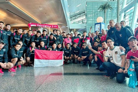 Timnas U-23 untuk Piala Asia U-23 tiba di Doha, Qatar, pada Rabu (10/4/2024) Foto: Dok Instagram @indonesiaindoha