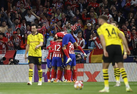 Pertandingan perempat final Liga Champions 2023/24 antara Atletico Madrid vs Borussia Dortmund, Kamis (11/4) dini hari WIB. Foto: Juan Medina/Reuters