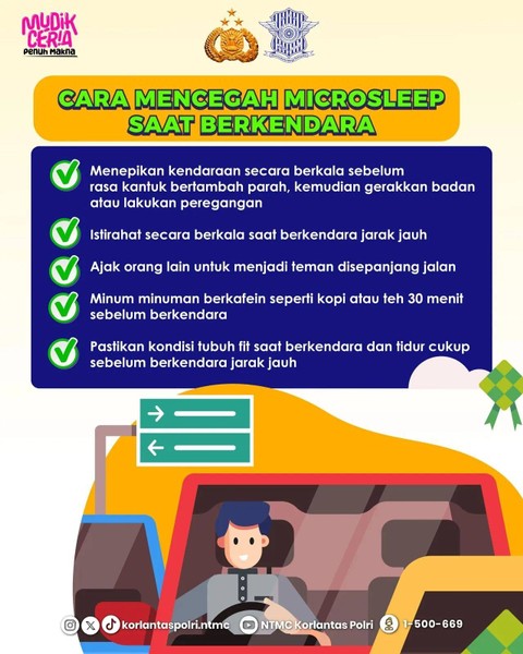 Waspada microsleep saat berkendara. Foto: Instagram/@korlantaspolri.ntmc