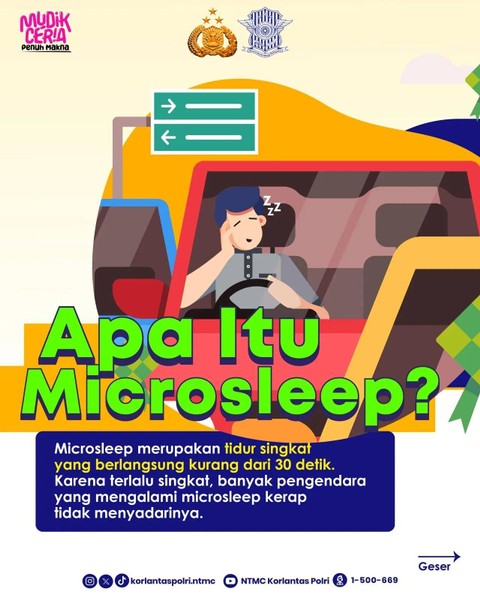 Waspada microsleep saat berkendara. Foto: Instagram/@korlantaspolri.ntmc