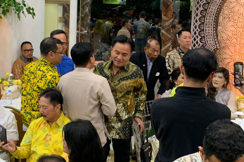 Ketua Umum Partai Bulan Bintang (PBB), Yusril Ihza Mahendra tiba di acara Halal Bilhalal di DPP Partai Golkar, Jakarta, Senin (15/4/2024). Foto: Luthfi Humam/kumparan
