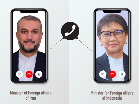 Menlu Iran dan Menlu RI Retno Marsudi melakukan komunikasi telepon pada Senin (15/4/2024) menyusul serangan balasan Iran ke Israel. Foto: Dok. Kemlu RI