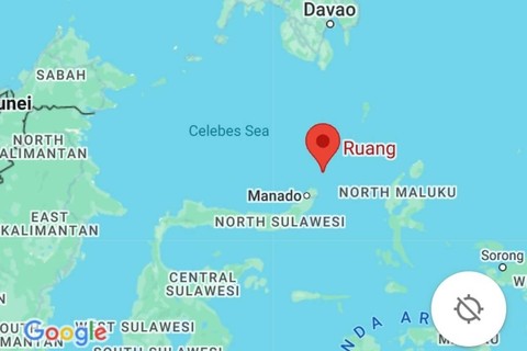 Peta Lokasi Gunung Ruang di Sitaro, Sulawesi Utara. Foto: Dok. Google Maps