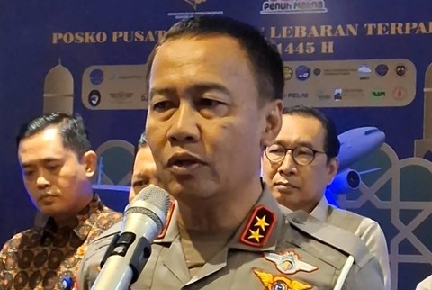 Kakorlantas Aan Suhanan di penutupan Posko Angkutan Lebaran Terpadu 2024 di Kantor Kementerian Perhubungan (Kemenhub) Jakarta pada Jumat (19/4).  Foto: Widya Islamiati/kumparan