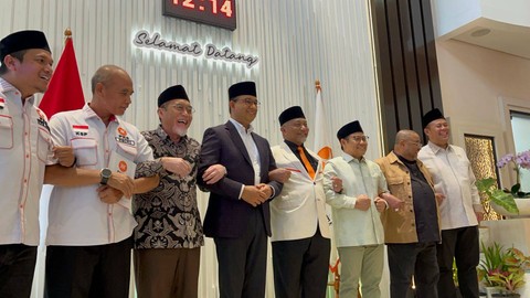 Anies-Cak Imin bertamu ke DPP PKS, Selasa (23/4/2024). Foto: Haya Syahira/kumparan