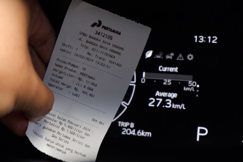 Hasil full to full konsumsi BBM Toyota Yaris Cross Hybrid. dok. kumparan