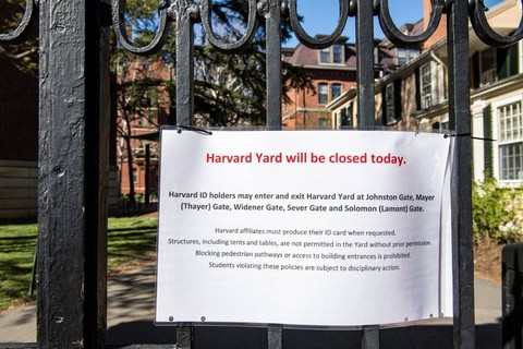 Aksi demo pro-Palestina di kampus Harvard, Selasa (22/4/2024). Foto: Joseph Prezioso / AFP