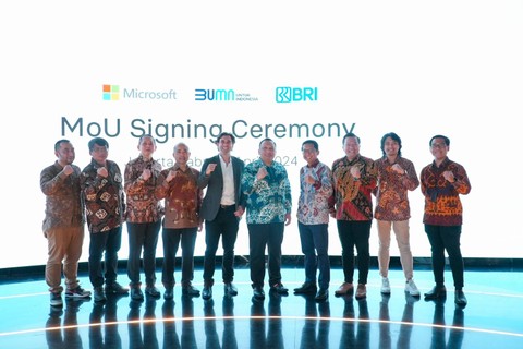 BRI menandatangani kemitraan strategis dengan Microsoft. Foto: Dok. BRI