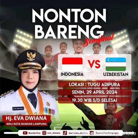 Nonton Bareng (Nobar) Semifinal Indonesia vs Uzbekistan | Foto: Instagram @eva_dwiana
