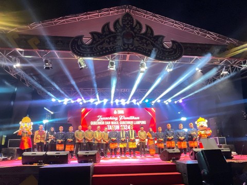 Launching pemilihan gubernur dan wakil gubernur Lampung serta luncurkan jingle dan maskot pilkada 2024. | Foto : Bella Sardio / Lampung Geh