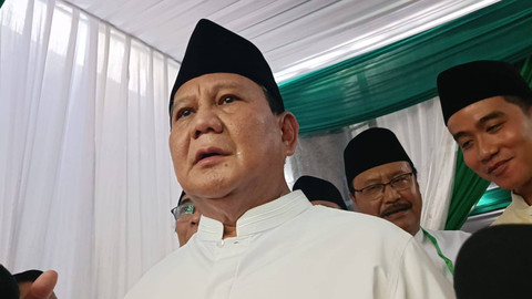 Presiden terpilih, Prabowo Subianto di acara halalbihalal PBNU, Salemba, Jakarta Pusat, Minggu (28/4). Foto: Hedi/kumparan