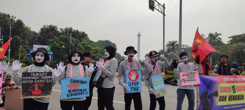 Demonstran di Patung Kuda. Dok: Rachmadi/kumparan.
