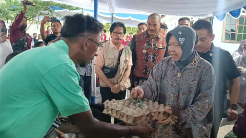 Menteri Sosial RI, Tri Rismaharini dalam acara Pemeriksaan Kesehatan Jiwa dan Bantuan Sosial Bagi Penyandang Disabilitas Mental di Puskesmas Kanatang, Kabupaten Sumba Timur, NTT, Kamis (2/5/2024). Foto: Fadlan Nuril Fahmi/kumparan