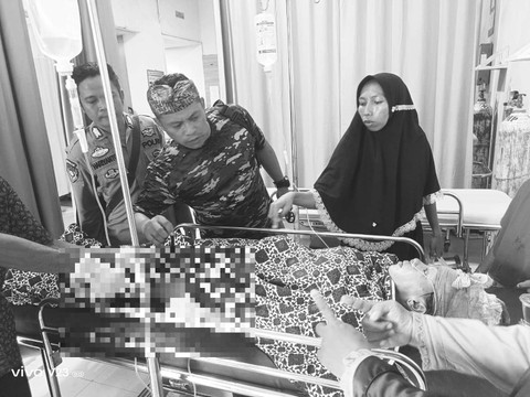 Korban pembacokan suaminya sendiri dirawat di Rumah Sakit Candimas Medical Center. | Foto: Dok Polda Lampung