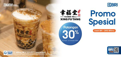 BRI memberikan diskon 30 persen untuk pembelian minuman Xing Fu Tang. Foto: dok. BRI