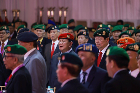 Menteri Pertahanan Prabowo Subianto menghadiri 'Silaturahmi Halal Bihalal dan Syukuran Abituren Akabri 1971-1975 tahun 2024' di Kementerian Pertahanan, Jakarta, Sabtu (4/5/2024). Foto: Tim Media Prabowo Subianto