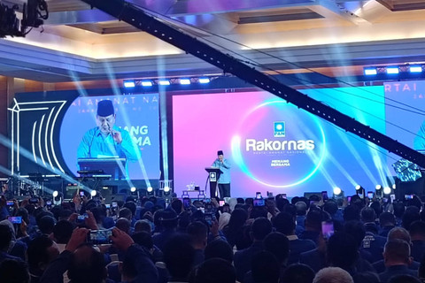 Sambutan presiden terpilih, Prabowo Subianto, di acara PAN, Kamis malam (9/5/2024).  Foto: Dok YouTube PAN TV