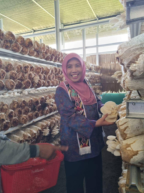 Budidaya jamur tiram oleh warga Desa Telang, Kabupaten Banyuasin, Sumatra Selatan, yang mendapat dukungan Pertamina. Foto: Dok. Pertamina