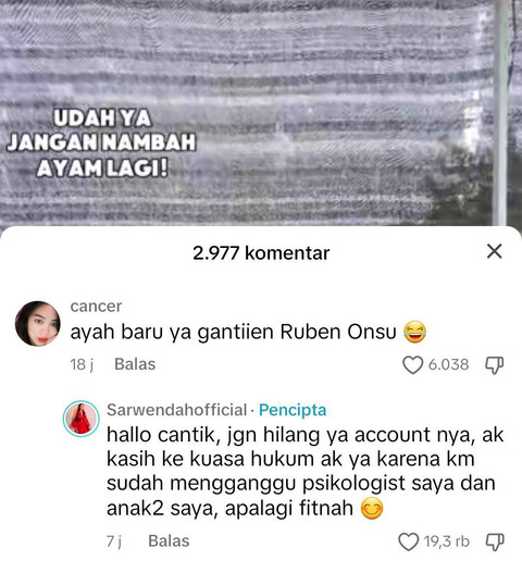 Sarwendah akan ambil langkah hukum usai Betrand Peto disebut sebagai pengganti Ruben Onsu. Foto: TikTok/@sarwendahofficial