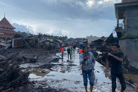 Kondisi usai banjir lahar dingin Gunung Marapi di Nagari Bukik Batabuah, Agam, Sumatera Barat, Senin (13/5/2024). Foto: kumparan