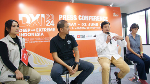 Ketua Umum Perhimpunan Usaha Wisata Selam Indonesia (PUWSI), Arief Yudo Wibowo dalam acara konferensi pers pameran DXI 2024 yang digelar di kantor Dyandra Event Solutions Gandaria Selatan, Jakarta Selatan pada Rabu (15/5/2024). Foto: Dok. Istimewa