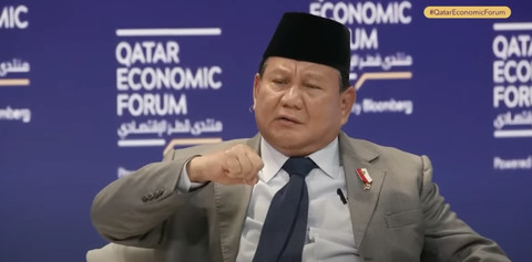 Presiden terpilih, Prabowo Subianto, dalam Qatar Economic Forum. Foto: Youtube Bloomberg Live