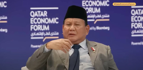 Presiden terpilih, Prabowo Subianto, dalam Qatar Economic Forum. Foto: Dok. YouTube Bloomberg Live